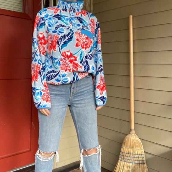 Patagonia Floral Cowl Neck Sweater - Red and Blue - Picture 4 of 9